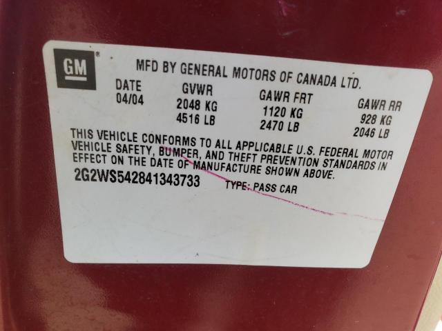 2G2WS542841343733 - 2004 PONTIAC GRAND PRIX GT2 BURGUNDY photo 12