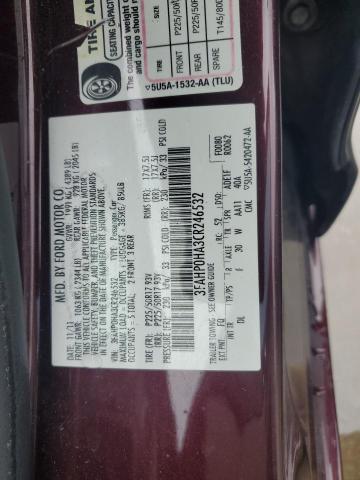 3FAHP0HA3CR246532 - 2012 FORD FUSION SE BURGUNDY photo 12