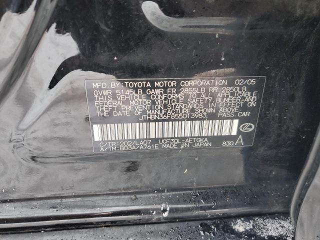 JTHBN36F855013983 - 2005 LEXUS LS 430 BLACK photo 12