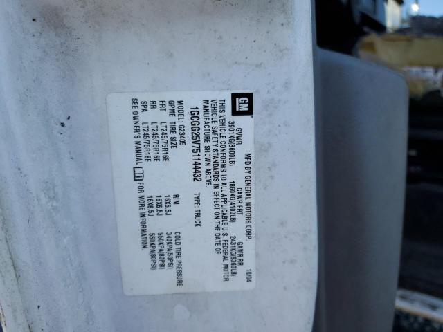 1GCGG25V751144432 - 2005 CHEVROLET EXPRESS G2 WHITE photo 13