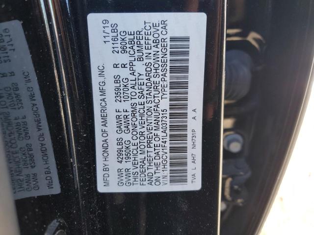 1HGCV1F41LA037315 - 2020 HONDA ACCORD EX BLACK photo 12