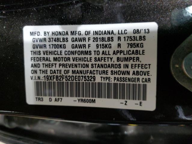 19XFB2F52DE075329 - 2013 HONDA CIVIC LX BLACK photo 13