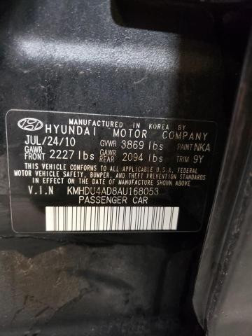 KMHDU4AD8AU168053 - 2010 HYUNDAI ELANTRA BLUE BLACK photo 12