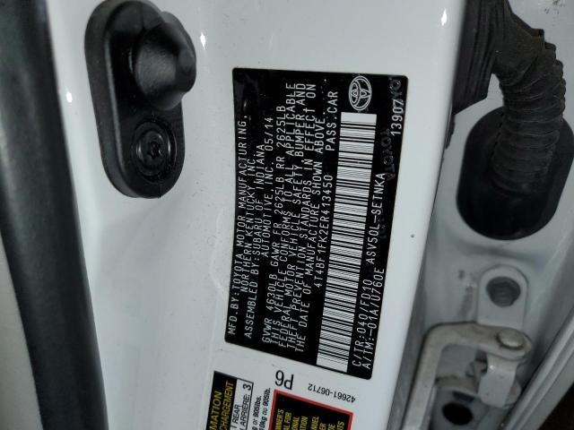 4T4BF1FK2ER413450 - 2014 TOYOTA CAMRY L WHITE photo 13