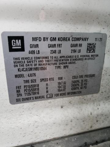 KL4CJESM1NB510564 - 2022 BUICK ENCORE PREFERRED Ақ фото 13