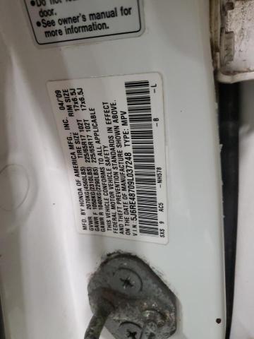 5J6RE48709L037248 - 2009 HONDA CR-V EXL WHITE photo 13