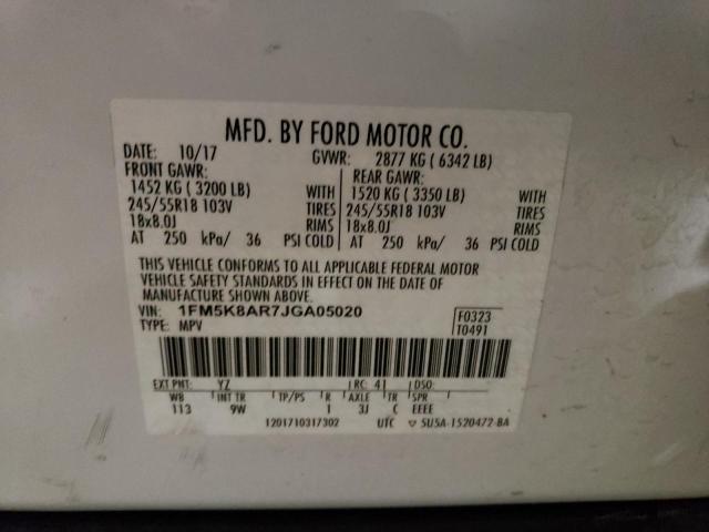 1FM5K8AR7JGA05020 - 2018 FORD EXPLORER POLICE INTERCEPTOR Weiß Foto 13