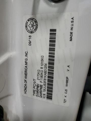 19UUB3F81KA801254 - 2019 ACURA TLX ADVANCE WHITE photo 12