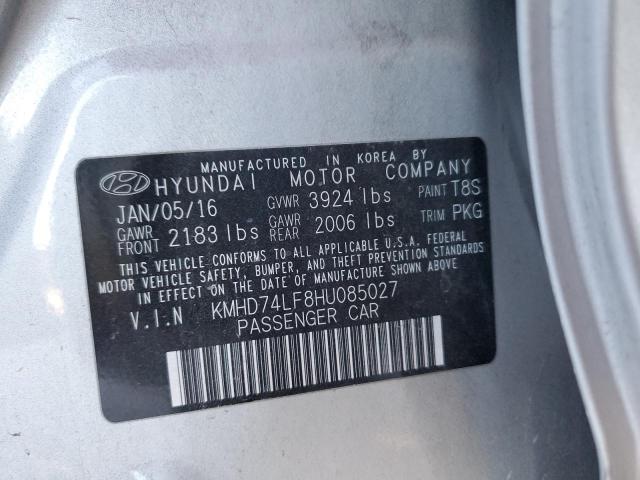 KMHD74LF8HU085027 - 2017 HYUNDAI ELANTRA SE SILVER photo 12