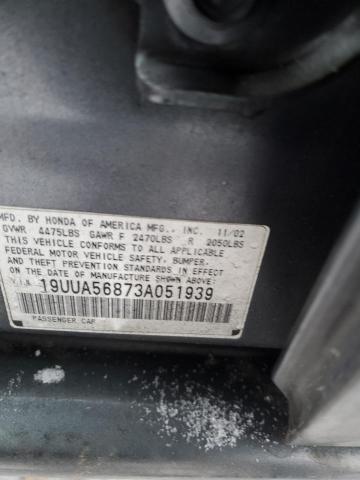 19UUA56873A051939 - 2003 ACURA 3.2TL TYPE-S GRAY photo 12