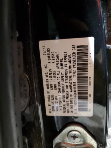 1HGCP3F85CA015598 - 2012 HONDA ACCORD EXL BLACK photo 12