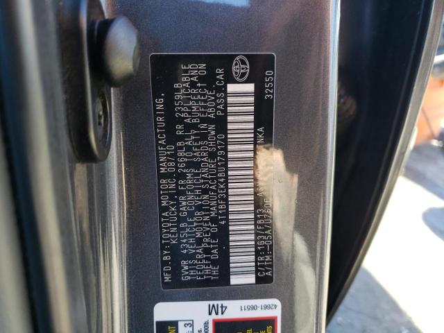 4T1BF3EK4BU179170 - 2011 TOYOTA CAMRY BASE GRAY photo 12