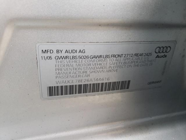 WAUGL78E26A144616 - 2006 AUDI S4 QUATTRO SILVER photo 12