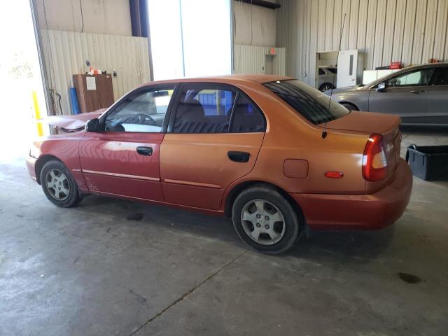 KMHCG45G5YU082278 - 2000 HYUNDAI ACCENT GL ORANGE photo 2