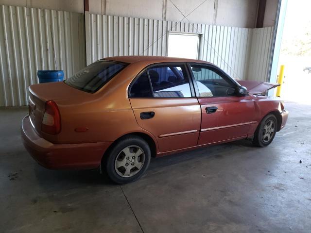 KMHCG45G5YU082278 - 2000 HYUNDAI ACCENT GL ORANGE photo 3