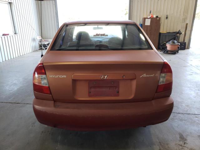 KMHCG45G5YU082278 - 2000 HYUNDAI ACCENT GL ORANGE photo 6