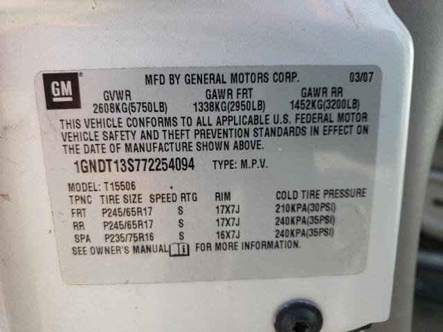 1GNDT13S772254094 - 2007 CHEVROLET TRAILBLAZE LS SILVER photo 13