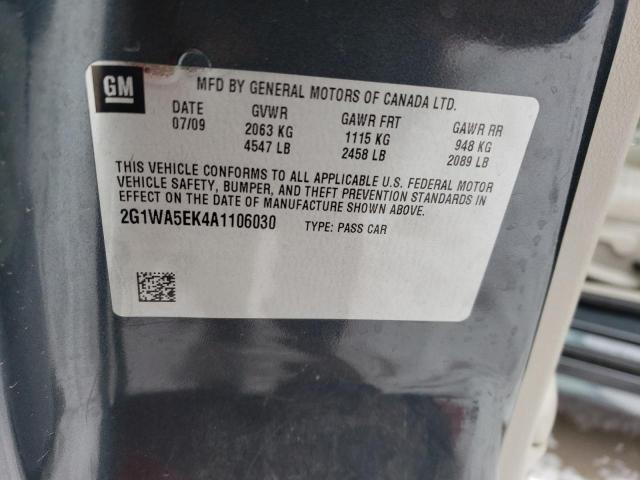 2G1WA5EK4A1106030 - 2010 CHEVROLET IMPALA LS GRAY photo 12