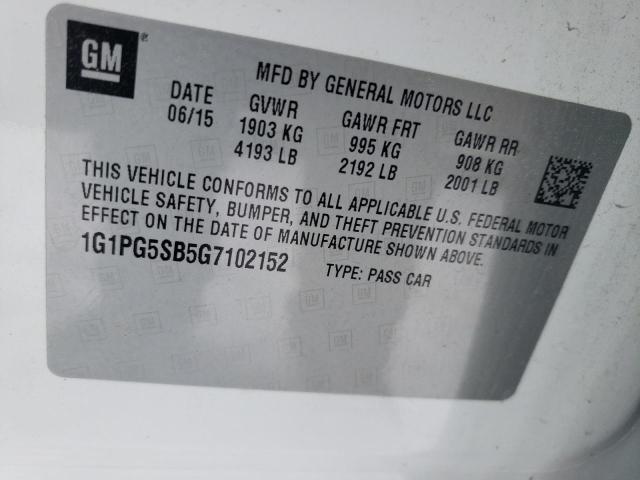 1G1PG5SB5G7102152 - 2016 CHEVROLET CRUZE LIMI LTZ WHITE photo 12