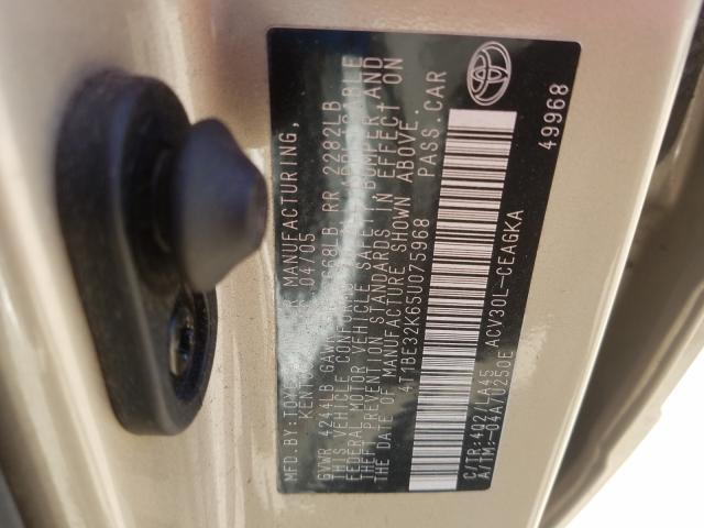 4T1BE32K65U075968 - 2005 TOYOTA CAMRY LE  photo 10
