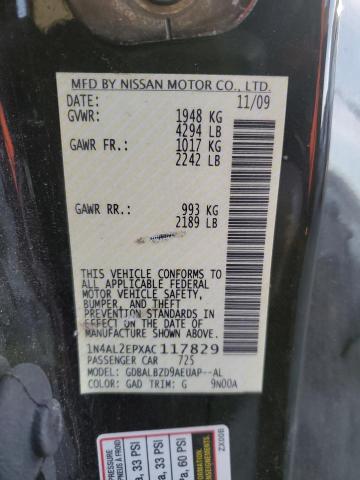 1N4AL2EPXAC117829 - 2010 NISSAN ALTIMA S BLACK photo 12