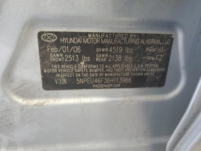 5NPEU46F36H113966 - 2006 HYUNDAI SONATA GLS SILVER photo 12