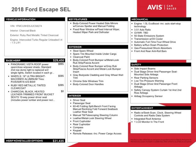 1FMCU9HD5JUC58274 - 2018 FORD ESCAPE SEL RED photo 13