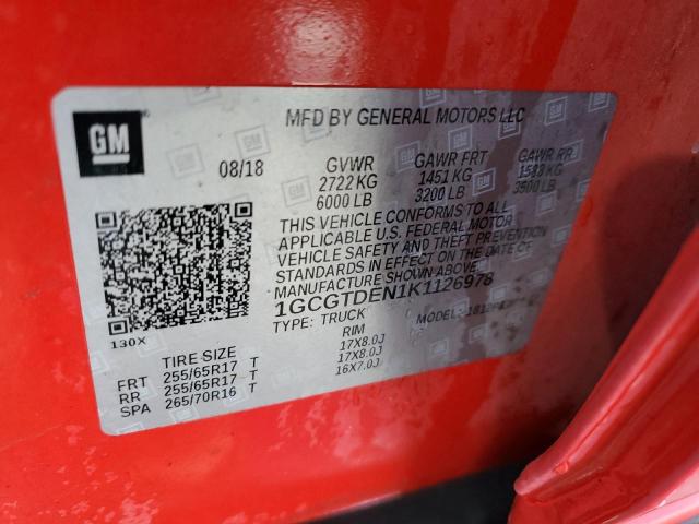 1GCGTDEN1K1126978 - 2019 CHEVROLET COLORADO Z71 RED photo 13