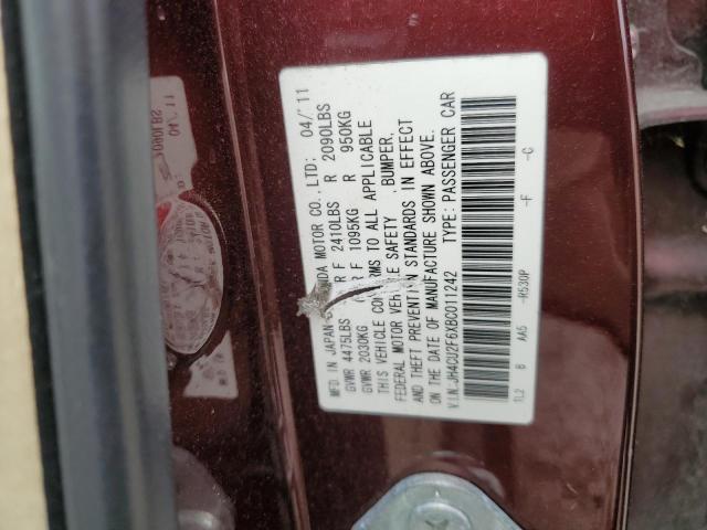 JH4CU2F6XBC011242 - 2011 ACURA TSX BURGUNDY photo 13