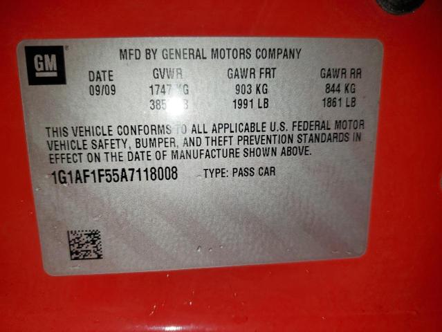 1G1AF1F55A7118008 - 2010 CHEVROLET COBALT 2LT RED photo 12