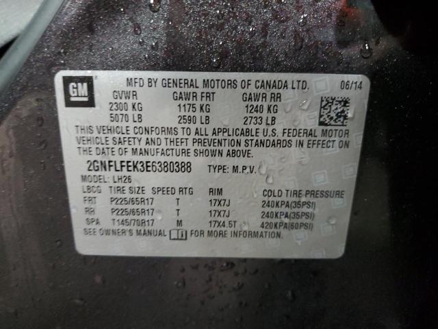 2GNFLFEK3E6380388 - 2014 CHEVROLET EQUINOX LT GRAY photo 12