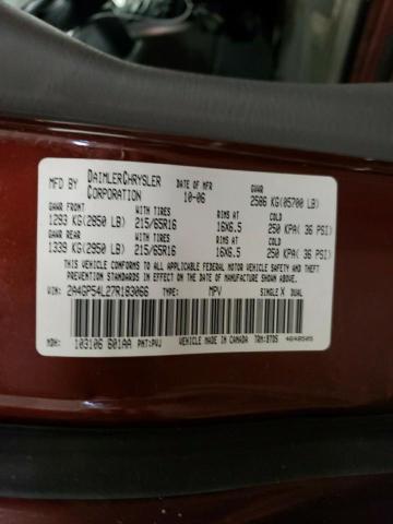 2A4GP54L27R183066 - 2007 CHRYSLER TOWN & COU TOURING BURGUNDY photo 13