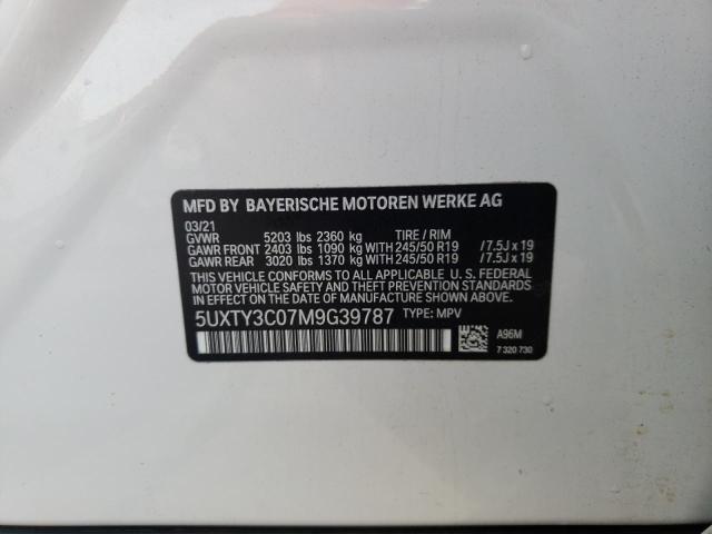 5UXTY3C07M9G39787 - 2021 BMW X3 SDRIVE30I WHITE photo 13