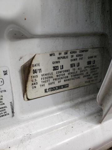 KL1TD5DE3BB236533 - 2011 CHEVROLET AVEO LS 白色 照片 10