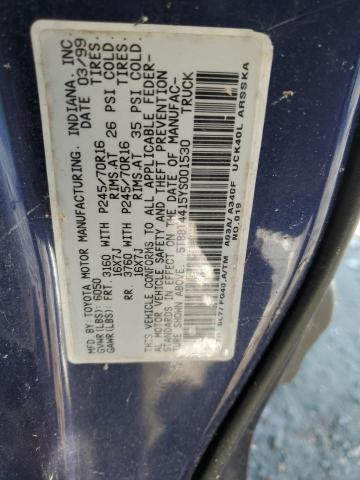 5TBBT4415YS001530 - 2000 TOYOTA TUNDRA ACCESS CAB ლურჯი ფოტო 12