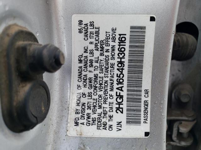 2HGFA16549H361161 - 2009 HONDA CIVIC LX SILVER photo 13