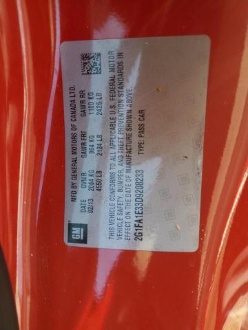 2G1FA1E33D9208233 - 2013 CHEVROLET CAMARO LS RED photo 12