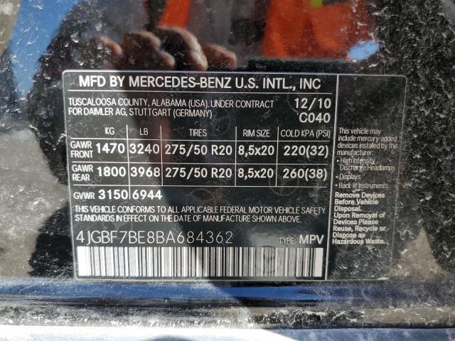 4JGBF7BE8BA684362 - 2011 MERCEDES-BENZ GL 450 4MA BLACK photo 13