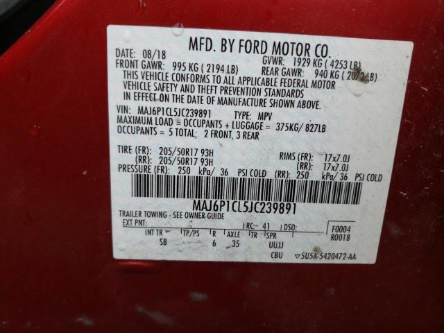 MAJ6P1CL5JC239891 - 2018 FORD ECOSPORT SES RED photo 13