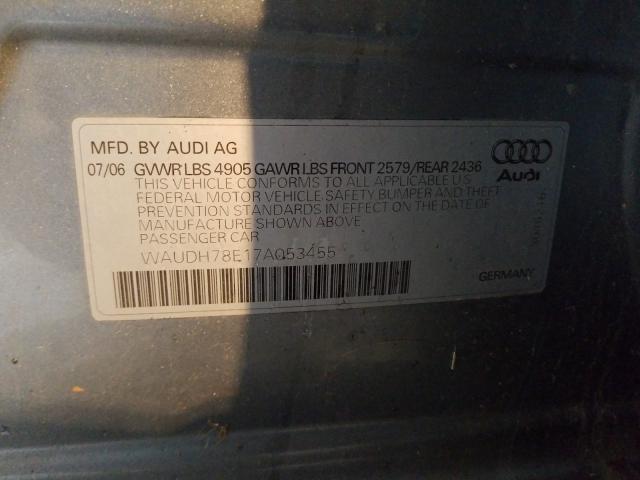 WAUDH78E17A053455 - 2007 AUDI A4 3.2 QUATTRO  photo 10