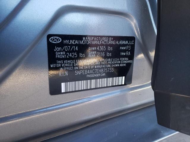 5NPEB4AC7EH875733 - 2014 HYUNDAI SONATA GLS SILVER photo 12