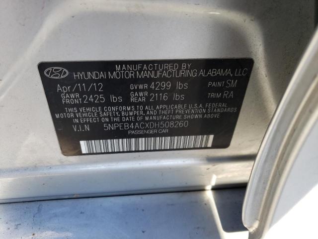 5NPEB4ACXDH508260 - 2013 HYUNDAI SONATA GLS GRAY photo 12