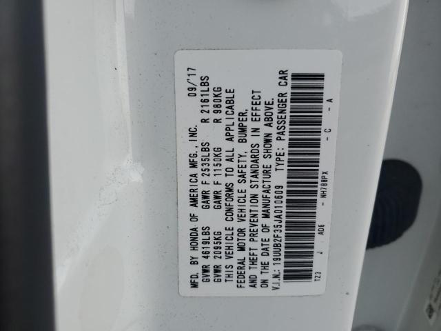 19UUB2F35JA010609 - 2018 ACURA TLX WHITE photo 12