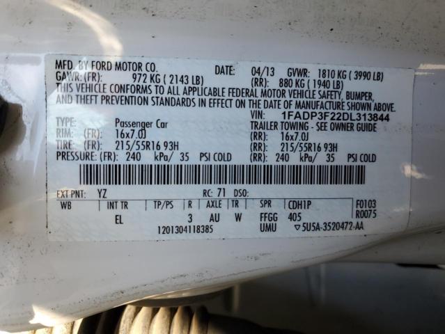 1FADP3F22DL313844 - 2013 FORD FOCUS SE WHITE photo 12