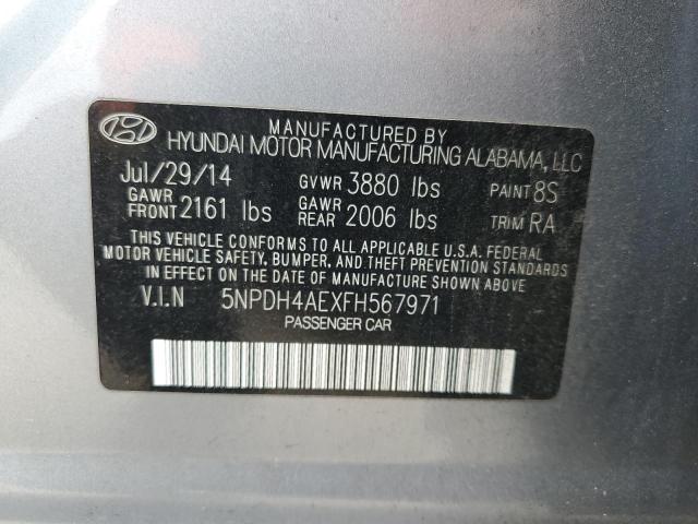 5NPDH4AEXFH567971 - 2015 HYUNDAI ELANTRA SE SILVER photo 12