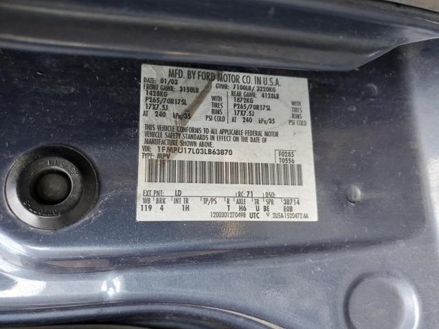 1FMPU17L03LB63870 - 2003 FORD EXPEDITION EDDIE BAUER BLUE photo 12