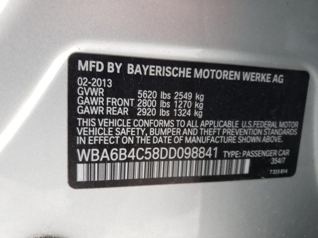 WBA6B4C58DD098841 - 2013 BMW 650 XI SILVER photo 12