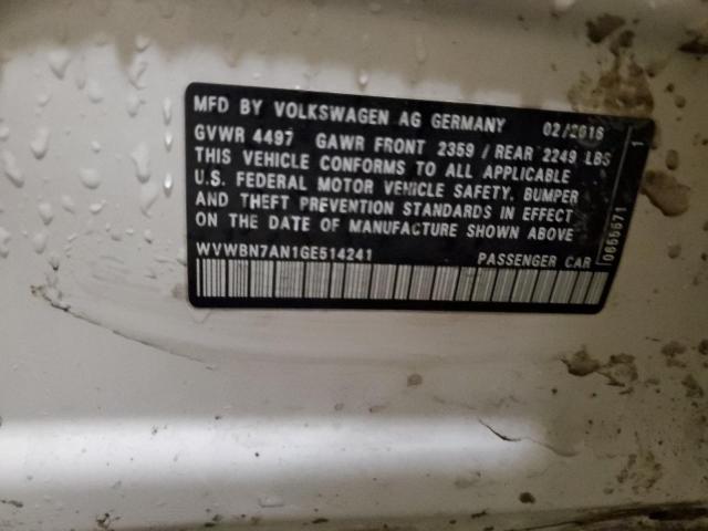 WVWBN7AN1GE514241 - 2016 VOLKSWAGEN CC BASE WHITE photo 12