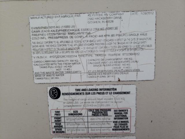 4YDT32326C1532314 - 2012 KEYSTONE SPRINTER TWO TONE photo 10