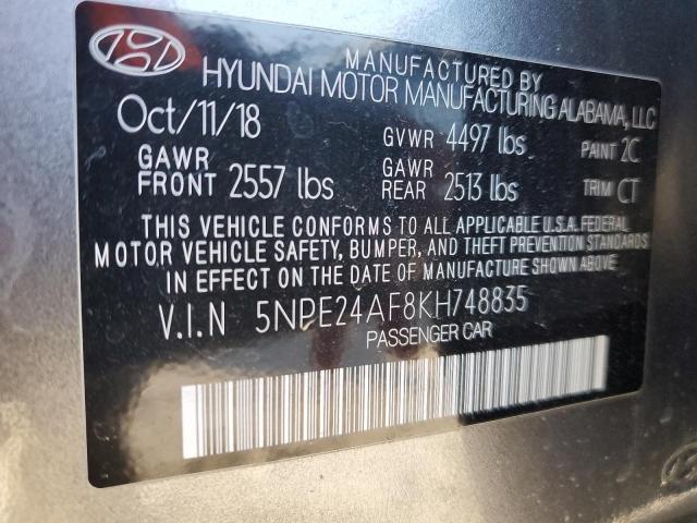 5NPE24AF8KH748835 - 2019 HYUNDAI SONATA SE GRAY photo 12